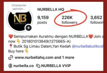 Profil Instagram NURBELLA HQ dengan 226K pengikut